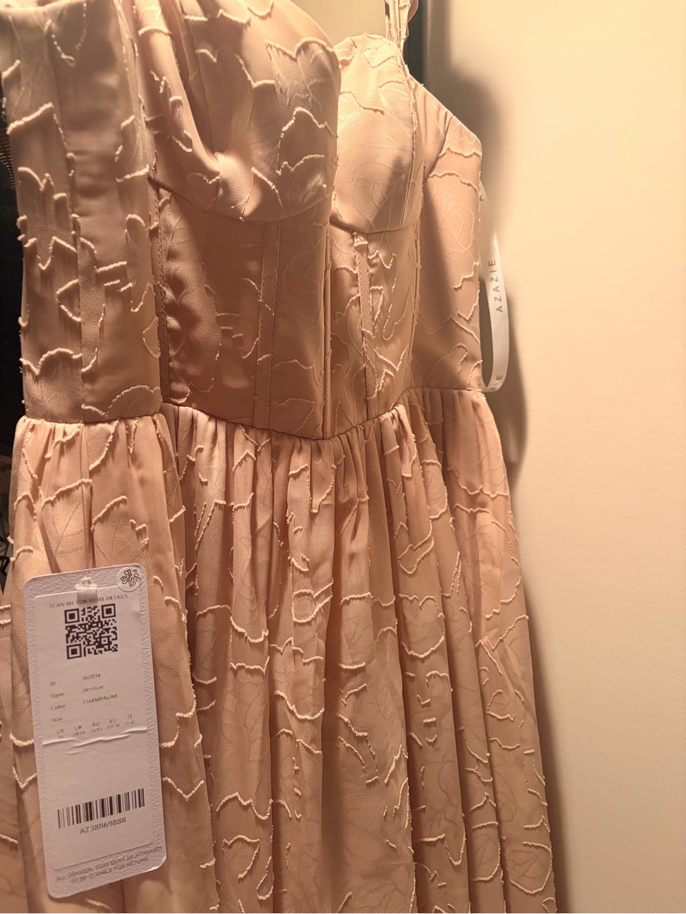 Azazie Champagne Textured A-Line Wedding Dress - Champagne Color